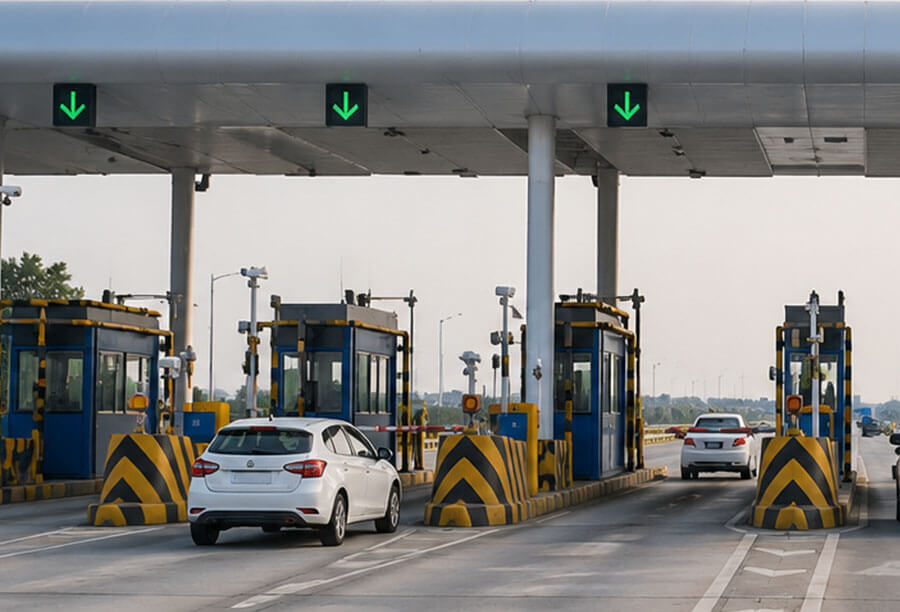 Toll plaza operated on a highway